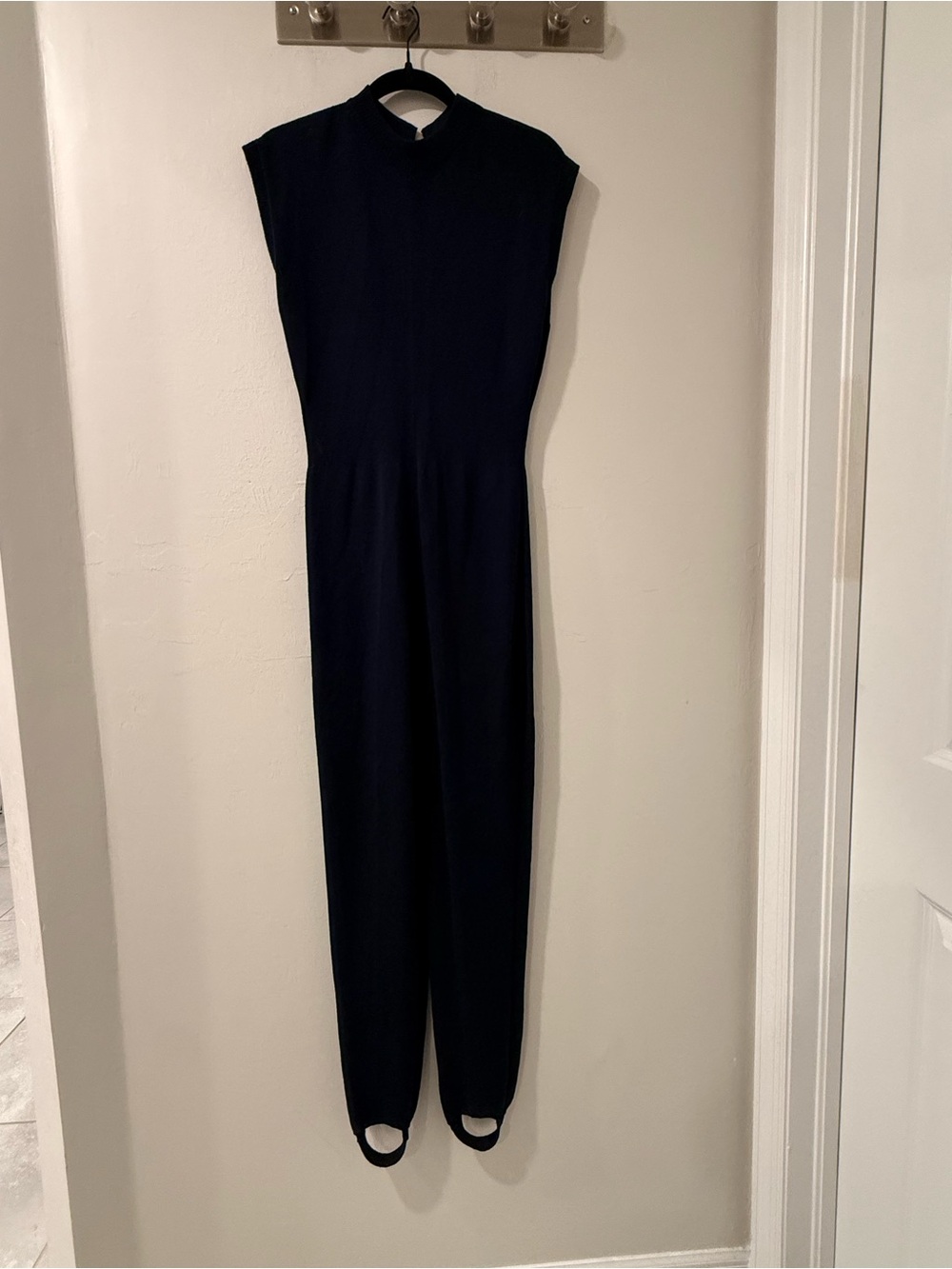 Vintage St John by Marie Gray Navy Santana Knit Stirrup Jumpsuit Size 10 USA